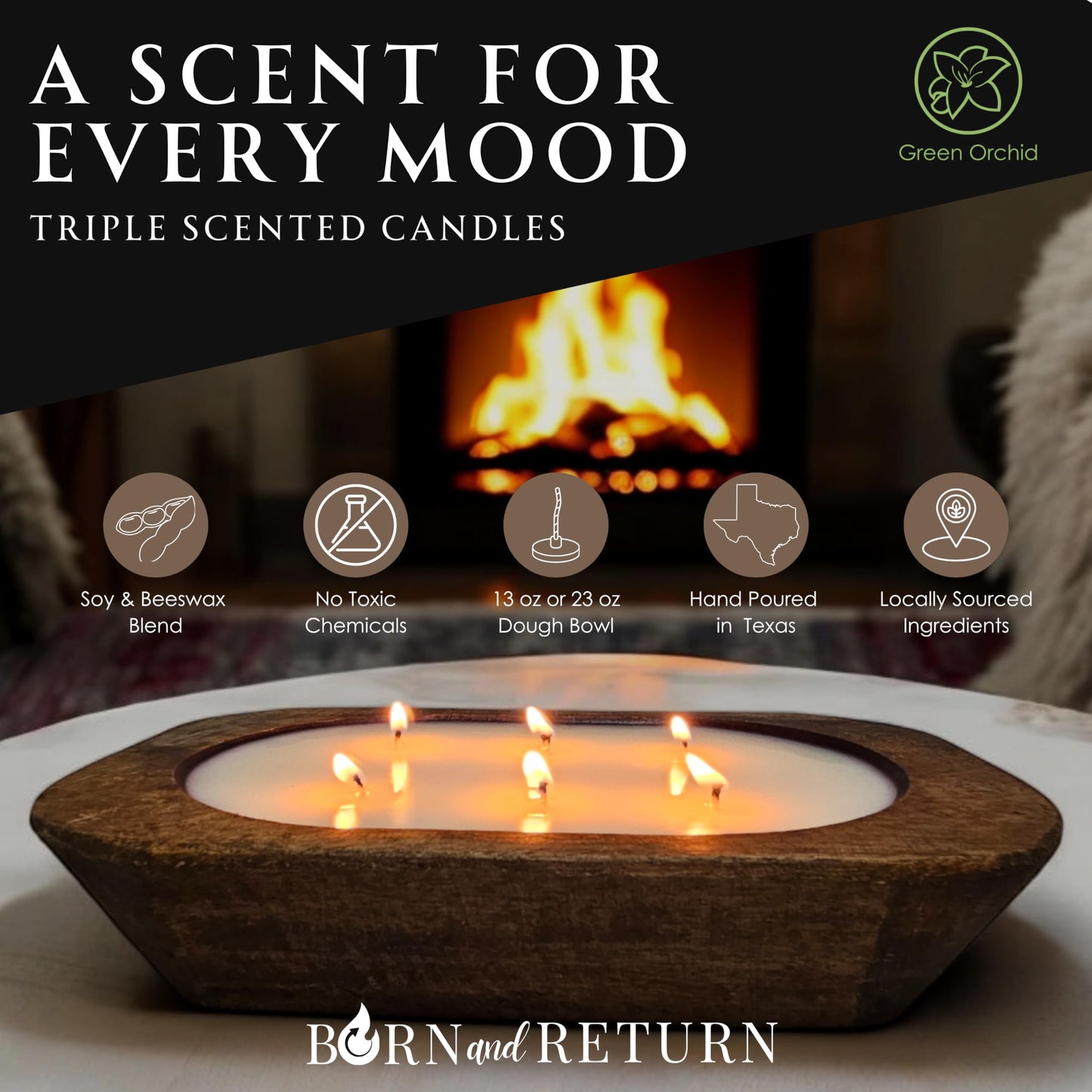 Wooden Dough Bowl Candle | 6 Wick - 10 Inch | Soy & Beeswax Candle | Parafin& Toxic Free | Farmhouse Candles for Table | Triple Scented (Regular (6 inch), Lemon Berry Zest)