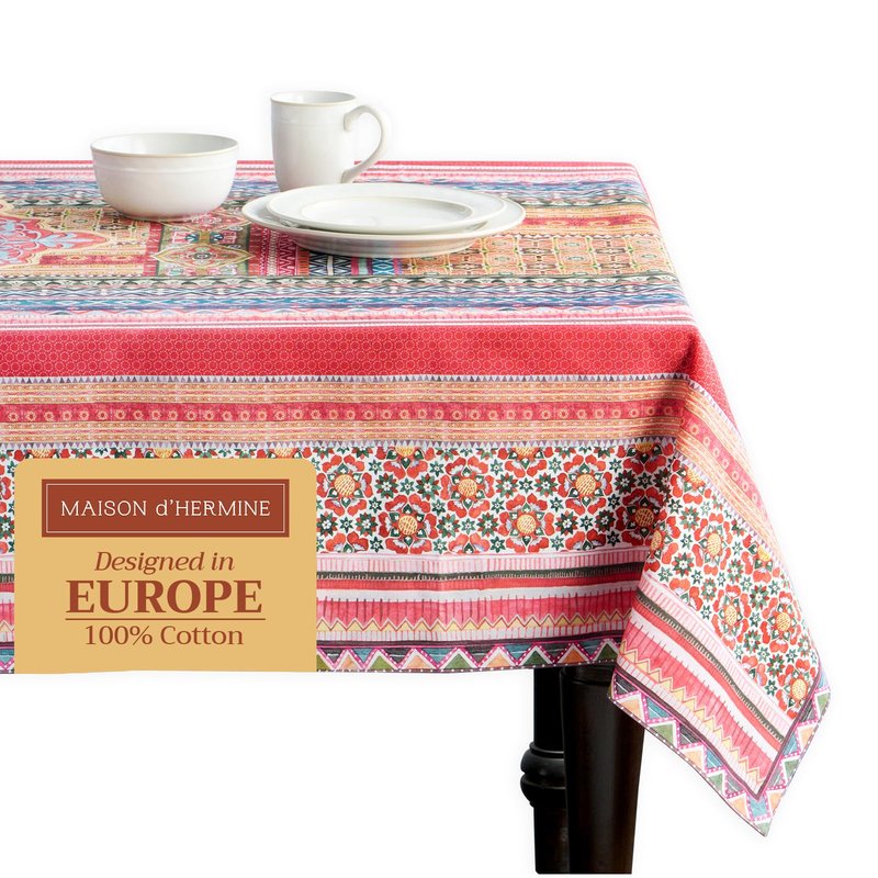Maison d' Hermine Table Cloth Rectangle Table 100% Cotton 54 x 72 Inches Fall Tablecloth Reusable Everyday Use for Thanksgiving Christmas Decorations Dining Farmhouse Party (Ispahan)