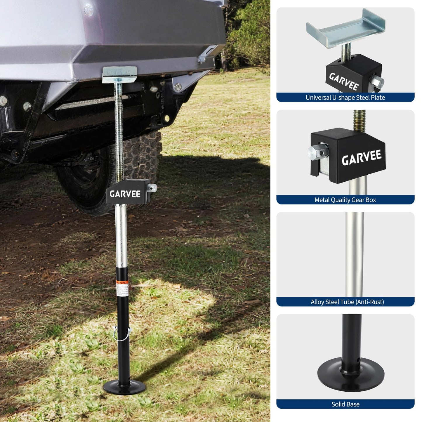 Garvee RV Slide Out Support Jacks (Set of 4) - 20,000lb Heavy Duty Rv Stabilizer Jacks Support, 21"-49" Quick-Lift Adjustable - Power Drill & Hand Crank Compatible for Campers, Travel Trailers & RVs