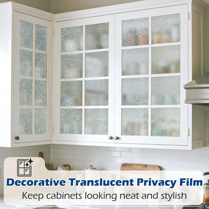 Borskyn Frosted Glass Window Privacy Film with Ice Vein Texture, Static Cling UV Blocking Removable Covering, Decorative Frosting Film for Home Office Bedroom Door, Clear, 23.6 x 157.4 Inches