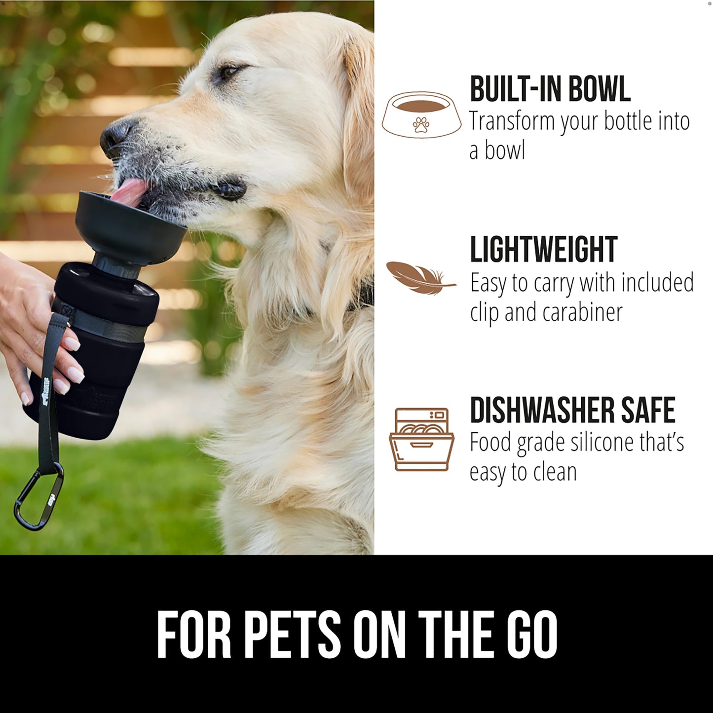 GORILLA GRIP Dog Water Bottle, Portable Water Bowl Dispenser for Dogs, 20 oz Leak Proof Pet Travel Squeeze Bottles, Food Grade Silicone, to Go Puppy Essentials, Hiking Camping Trip Accessories, Black