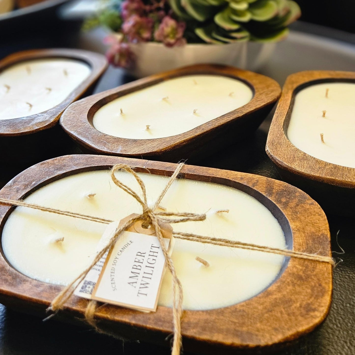 Wooden Dough Bowl Candle | 6 Wick - 10 Inch | Soy & Beeswax Candle | Parafin& Toxic Free | Farmhouse Candles for Table | Triple Scented (Regular (6 inch), Lemon Berry Zest)