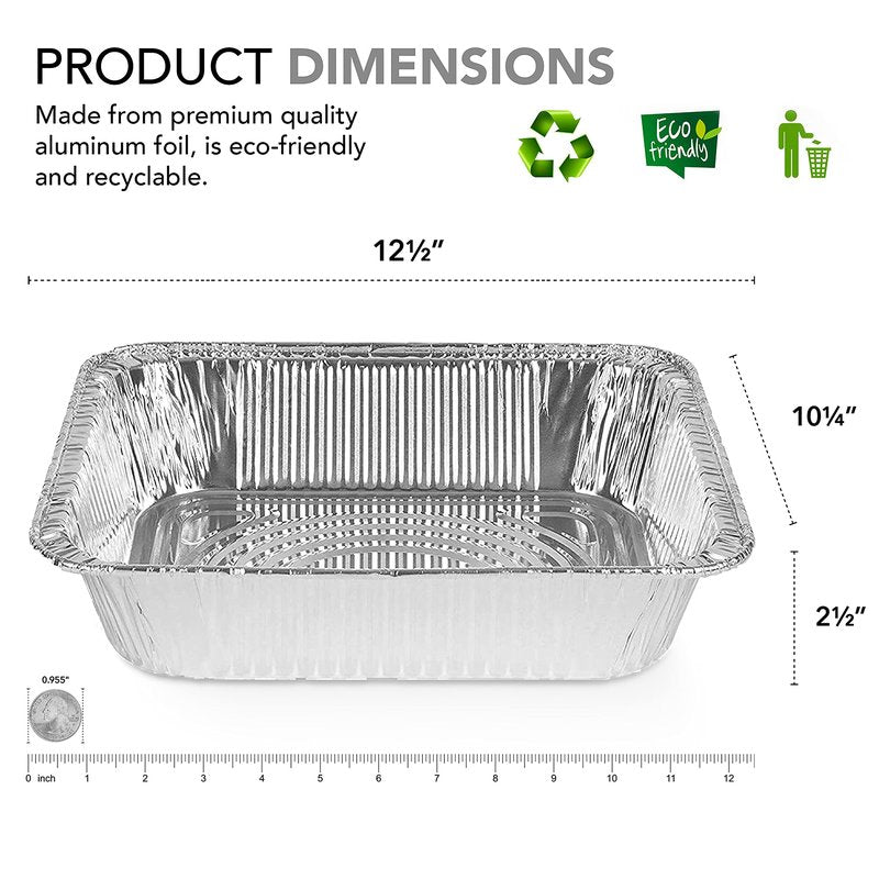 Stock Your Home 9x13 Aluminum Pans (40 Pack) - Disposable and Recyclable Foil Trays - Half Size Steam Table Deep Pans - Tin Foils for Cooking, Heating, Storing, Prepping Food