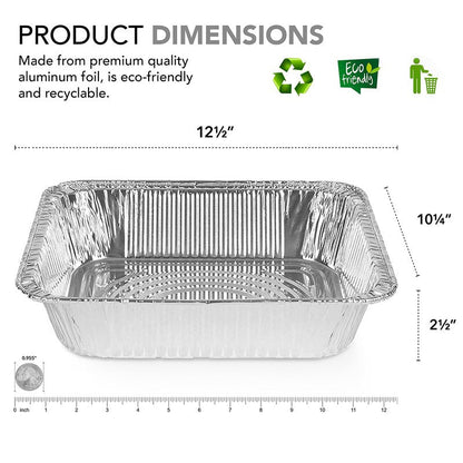 Stock Your Home 9x13 Aluminum Pans (40 Pack) - Disposable and Recyclable Foil Trays - Half Size Steam Table Deep Pans - Tin Foils for Cooking, Heating, Storing, Prepping Food