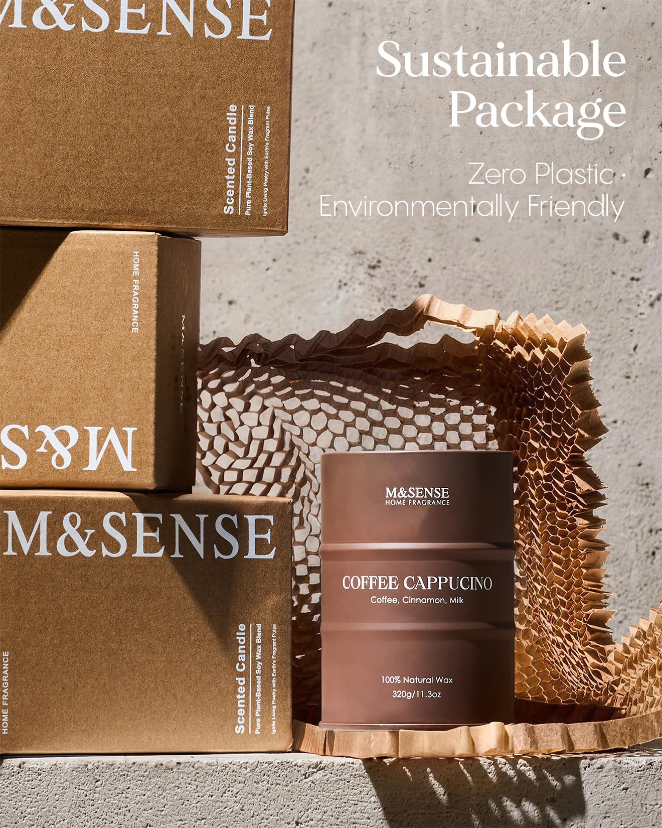 M&SENSE Coffee Cappuccino Scented Candles, Christmas Soy Wax,Christmas Decor Candle 11.3oz 70 Hours Long Lasting Burning, Strong Coffee Aroma Candle Unique Housewarming Appreciation Gifts