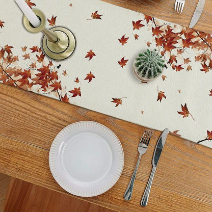Fall Table Runner Pumpkins Cat Maple Leaf Autumn Harvest Seasonal Thanksgiving Decorations for Home Kitchen Dining Room Party Decor 13 x 90 Inch