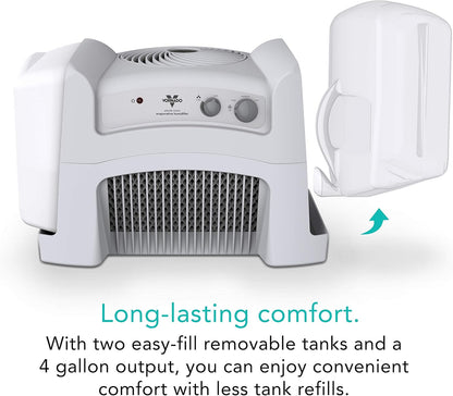 Vornado Evap40 4-Gallon Evaporative Humidifier, Adjustable Humidistat, 3 Speed Settings, Coverage up to 1,000 sqft, 4-Gallon Output (24 Hrs), Dual Tank, Perfect for Home, Bedroom, and Large Spaces