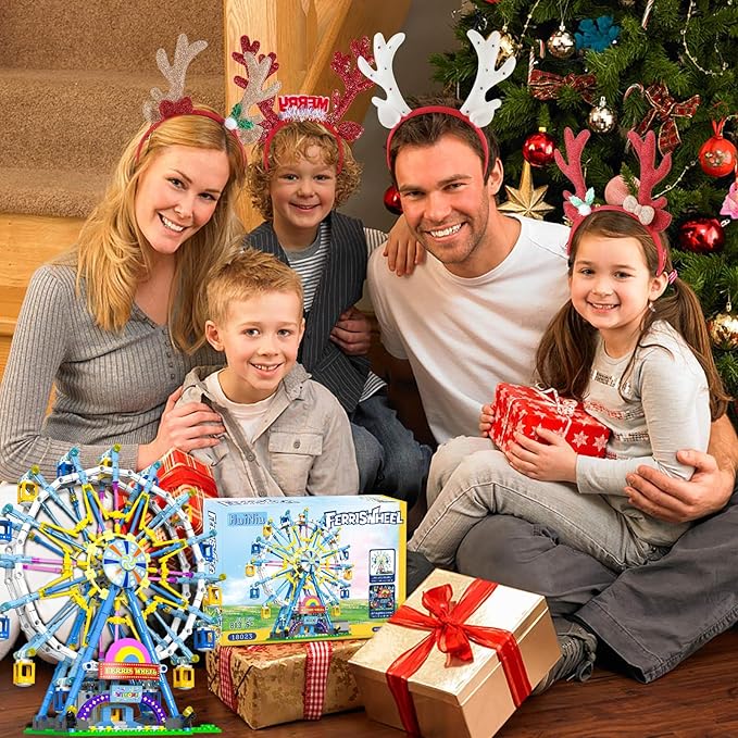 2026 Newly Upgrade Ferris Wheel Building Set with Fairy Light Two-Way Rotating Ferris Wheel Building Blocks Set of 813 PCS Amusement Park Model Kit for Kids Ages 8+ Ideas Gift for Boys and Girls