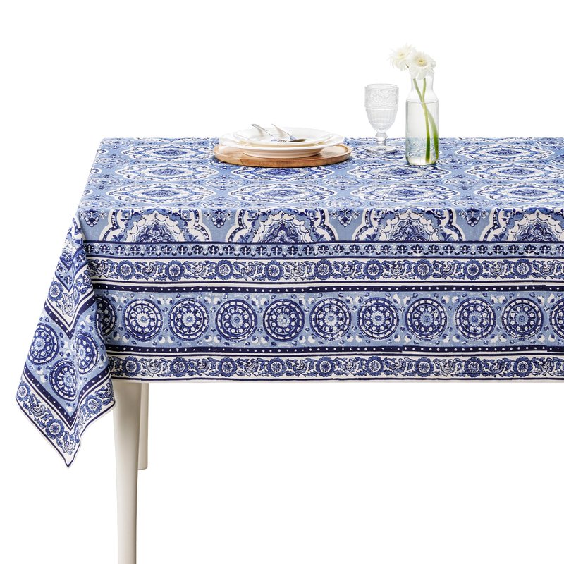 Maison d' Hermine Table Cloth Rectangle Table 100% Cotton 60 x 108 Inches Tablecloth Reusable Decorative for Dining Kitchen Room Farmhouse Home Gifts for Mothers Day Spring Summer - Melodie Bleue