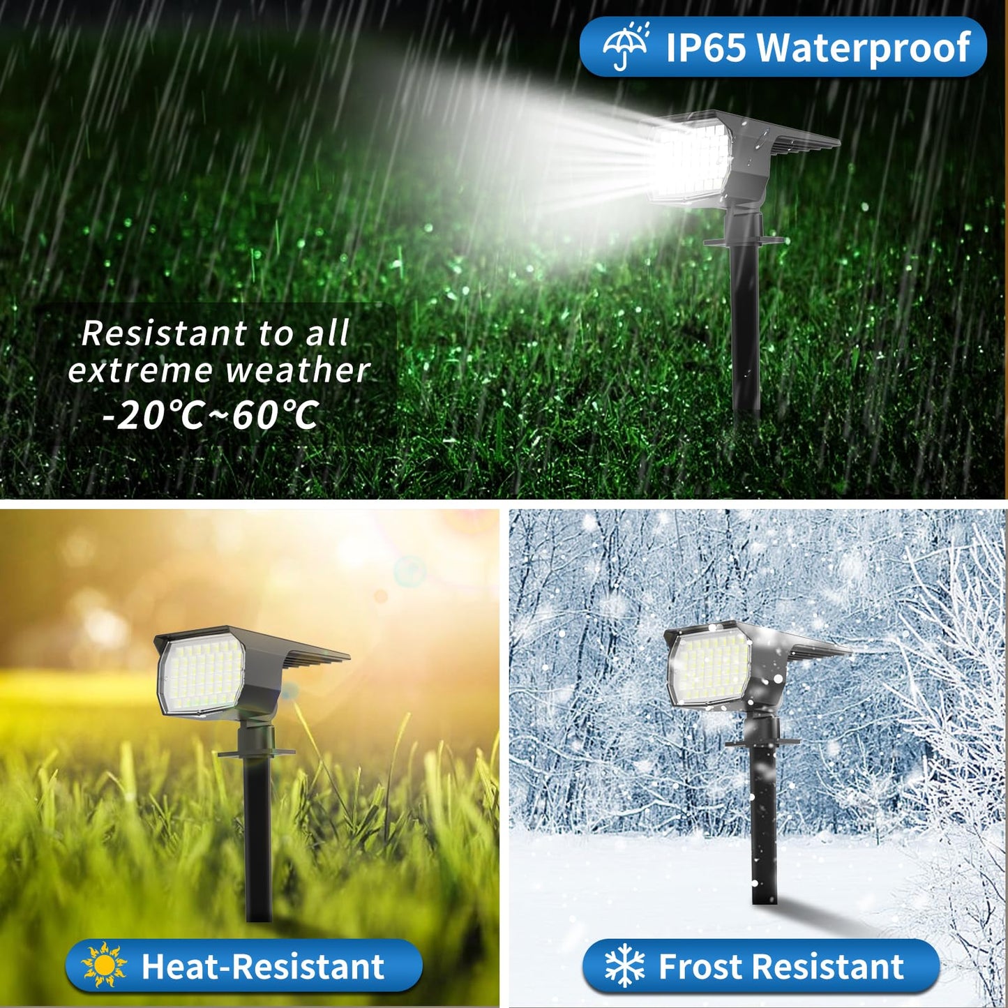 WENATY Solar Spot Lights Outdoor Waterproof IP65, 12 Pack Landscape Spotlights with 46 LEDs, 3 Modes Auto On/Off Solar Powered Flood Lights for Outside Pathway, Yard, Garden, Walkway (Cool White)