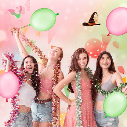 Charnoel 24 Pcs Pink and Green Gift Pink and Green Punch Balloons Bounce with Rubber Band Handle Witch Party Punching Balloons with Colored Rubber Band Handle for Birthday