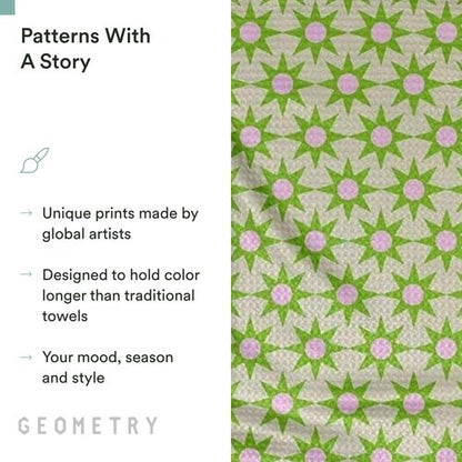 GEOMETRY Spring Kitchen Towels - Quick Dry Microfiber Cloth Spring & Summer Dish Towels for Kitchen Drying - Premium Quick Dry Towel - Sweet Green, 18" x 30" - 1-Pack