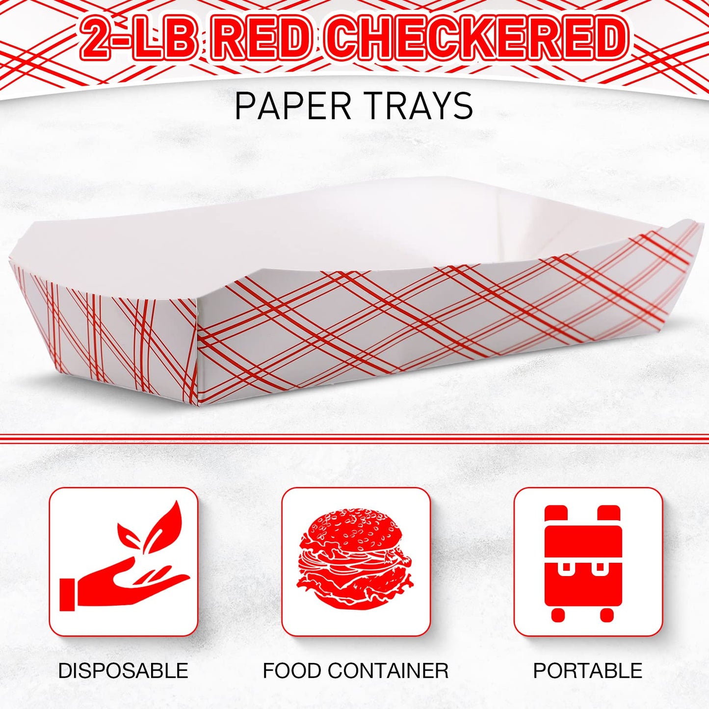 200 Pcs 2LB Checkered Paper Hot Dog Trays, 7 Inch Christmas Disposable Red and White Food Trays Food Hot Dog Holder Serving Paper Boats for Birthday Festivals Party Decorations Supplies Popcorn