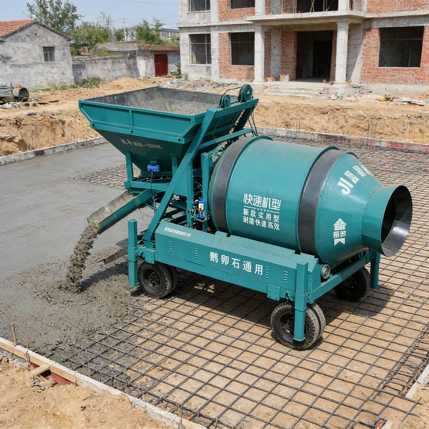 Small Concrete Mixing Station, Portable Aggregate Batching Equipment with Central Mixing Structure, Mobile Cement Plant for Building Projects