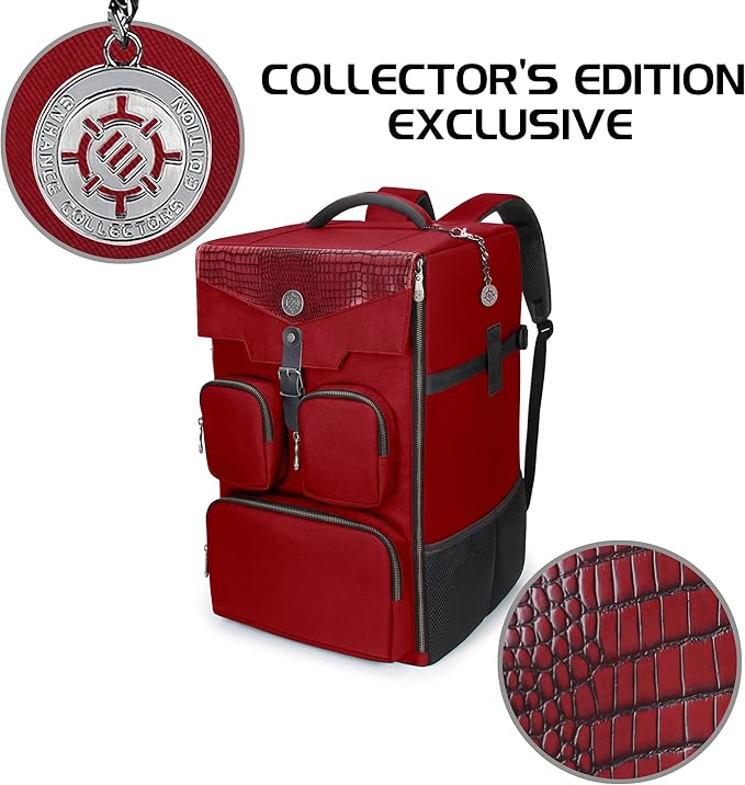 ENHANCE Collector's Edition Board Game Backpack - Reinforced Rigid Board Game Storage with Padded Shoulder Straps Carrying Handle and Accessories Pockets for Dice Card Games More (Dragon Red)