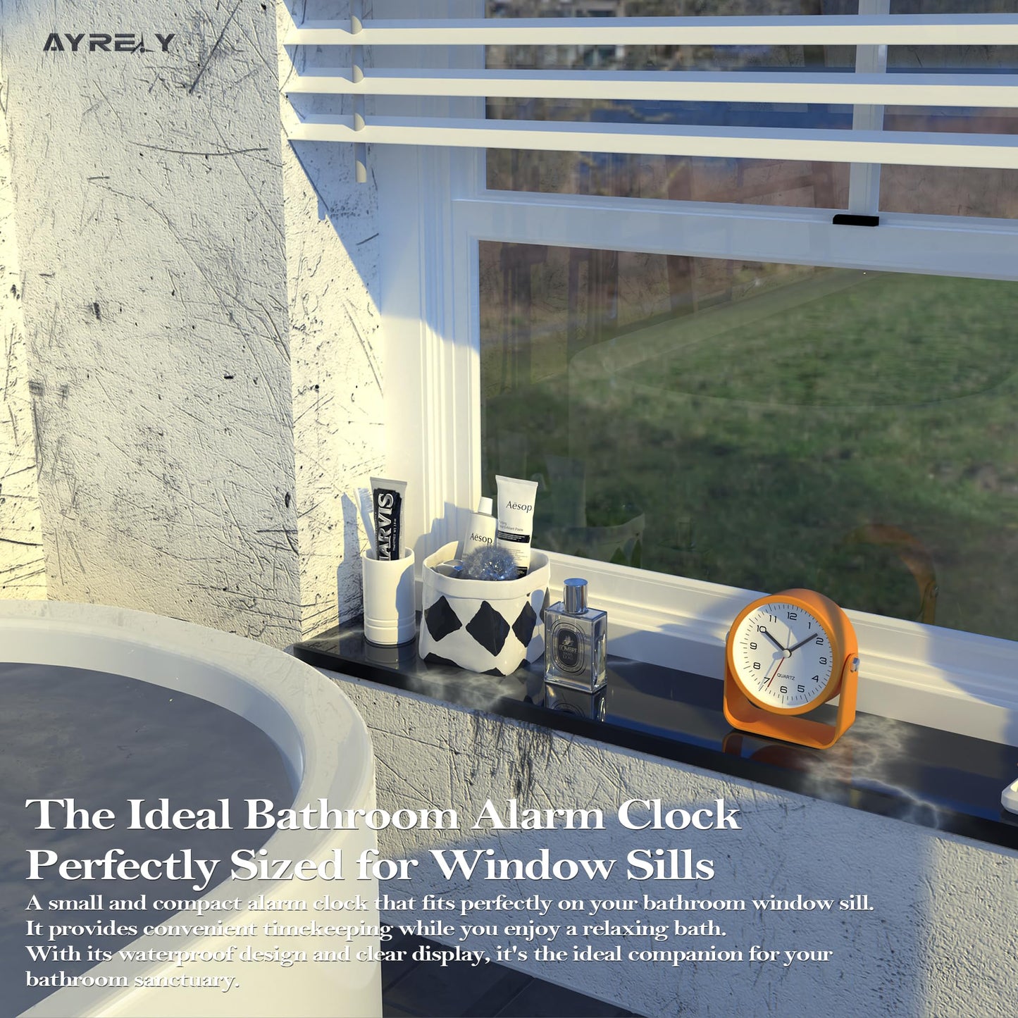 AYRELY® 3.5 Inch Small Analog Alarm Clocks,Battery Operated Desk Clock,Cute Table Clock with Light，Adjustable Angle for Travel,Bedside,Bedroom,Kids,Living Room Decor(Orange)