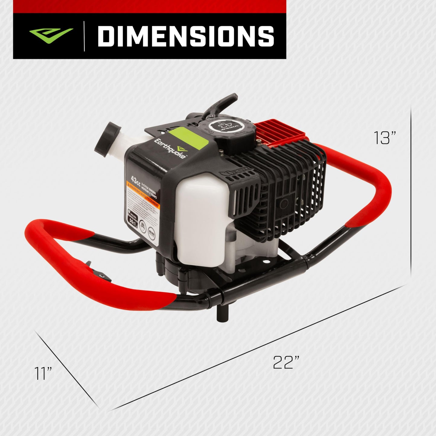 EARTHQUAKE E43 1-Person Earth Auger Powerhead with 43cc 2-Cycle Viper Engine