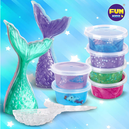 Summer Gift Mermaid Slime Kit for Girls, FunKidz Shimmer Slime Making Kit for Kids Age 8-12 DIY Soft Glitter Glossy Metallic Slime Toy