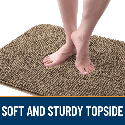 OLANLY Dog Door Mat - Absorbent Non-Slip Chenille Mat for Muddy Paws | 59x24 Tan Indoor Carpet
