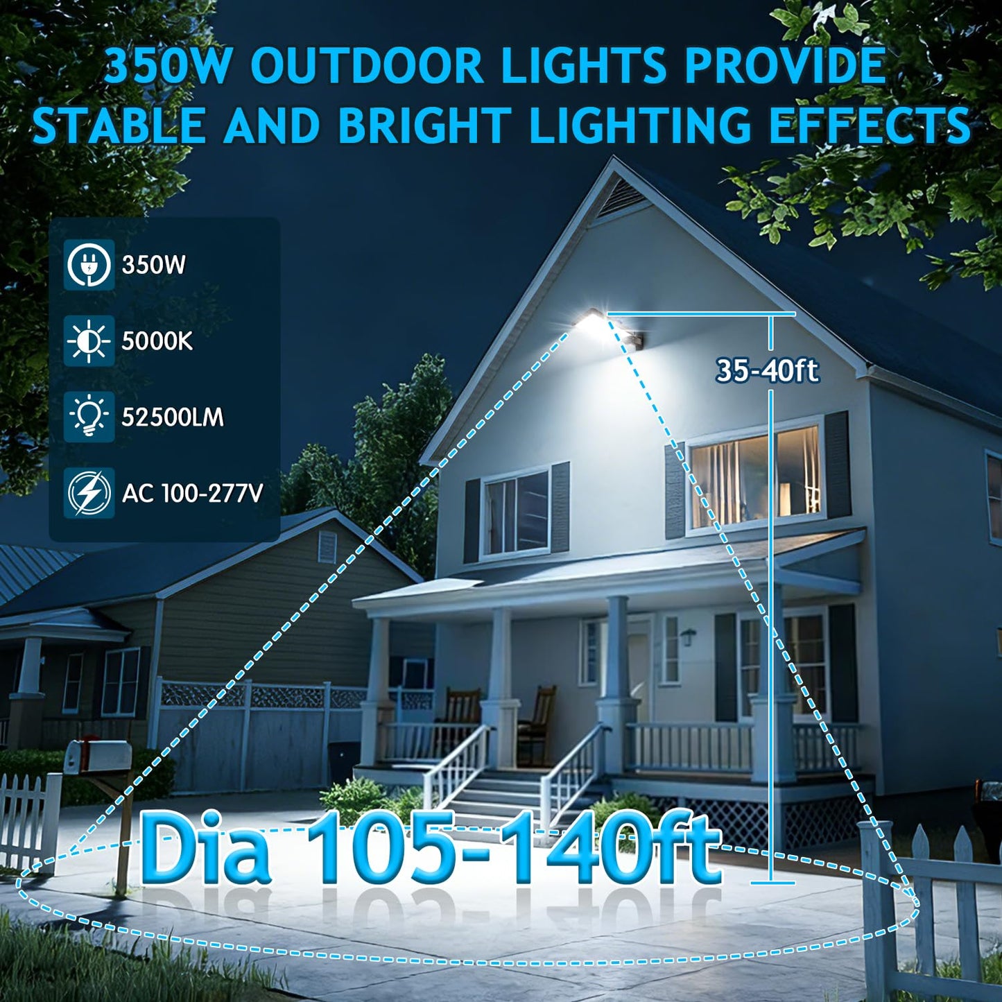 Dream Eeve 350W LED Parking Lot Light Dusk to Dawn Photocell 5000K Commercial Outdoor Area Light IP65 Waterproof 100-277V 52500LM Wall Mount