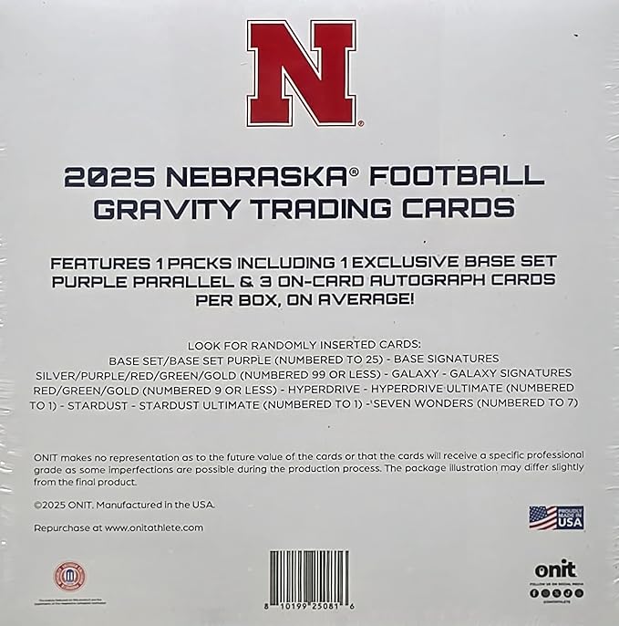 2025 Onit Gravity College Football Card Breaker Edition Box (Nebraska Cornhuskers)