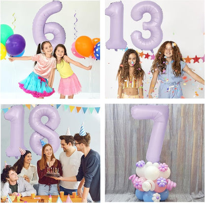 40 Inch Purple Number Balloons Light Purple 2 Balloon Matte purple Birthday Balloons 0-9 Birthday Wedding Party digital Decorations (Number 2)