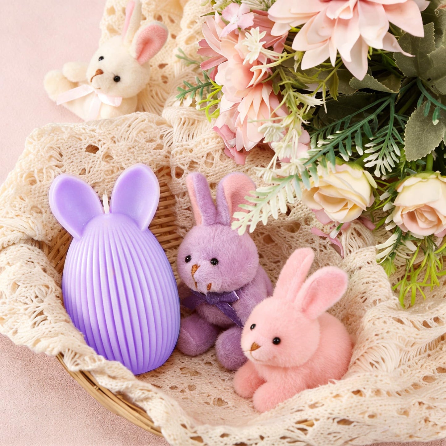 Fieldspark Easter Bunny Candles Purple Set, 2.5'' x 4.5'' Flower & Fruit Scented Candles, Cute Rabbit Shaped Easter Gifts for Kids, Home Decor, Spring Celebration, 2 Pcs