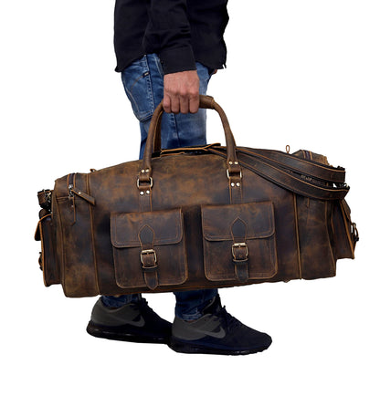 Large 24 inch duffel bags for men holdall leather travel bag overnight gym sports weekend bag