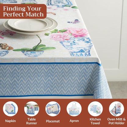 Maison d' Hermine Table Cloth Rectangle Table 100% Cotton 60 x 90 Inches Tablecloth Reusable Decorative for Dining Kitchen Room Farmhouse Home Gifts for Mothers Day Spring Summer - Canton