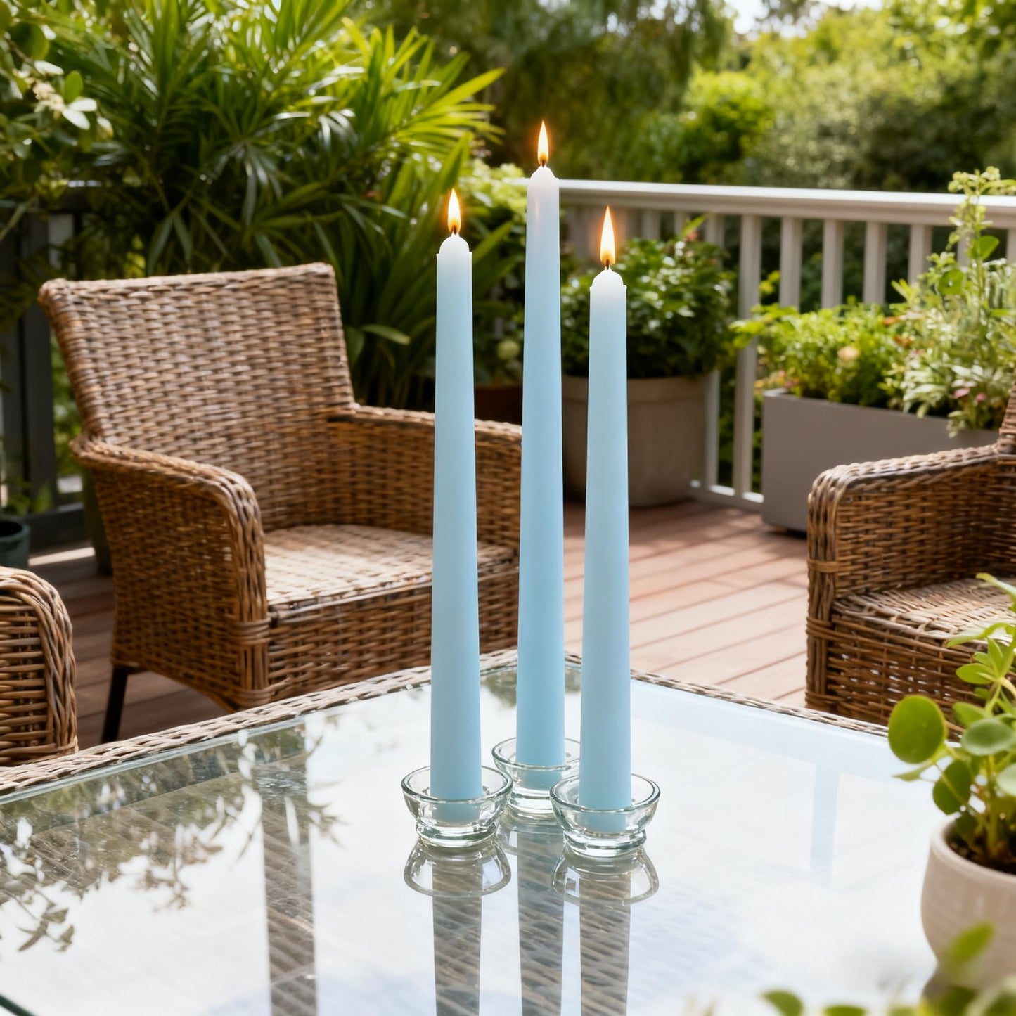 12-Pack Ice Blue Taper Candles, 10 Inch Unscented Dripless Candlesticks, Long-Lasting Burn Time of 7-8 Hours, Perfect for Home Décor Weddings Babyshower and Events