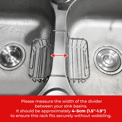 BuleVina Stainless Steel Sponge Holder for Kitchen Sink - Never Rust Hanging Saddle Double for Soap Kitchen Sink Caddy 2.2 inch, Rustproof Organizer for Dishwashing and Brush Drying