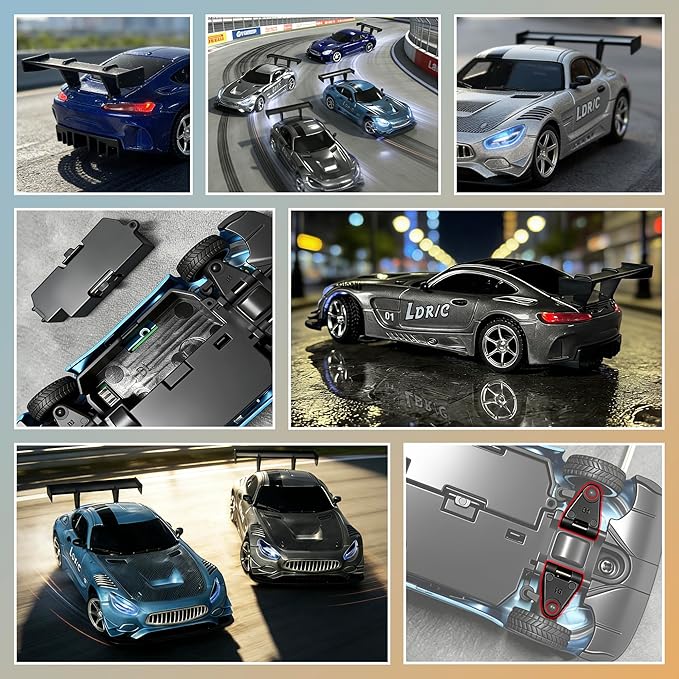 LDRC LD4301 1:43 Scale RC Drift Mini Car 2.4G Remote Control Car with Alloy Shell Built-in Gyroscope Mini Desktop Racing Vehicle for Indoor/Outdoor Play (Ice Blue)