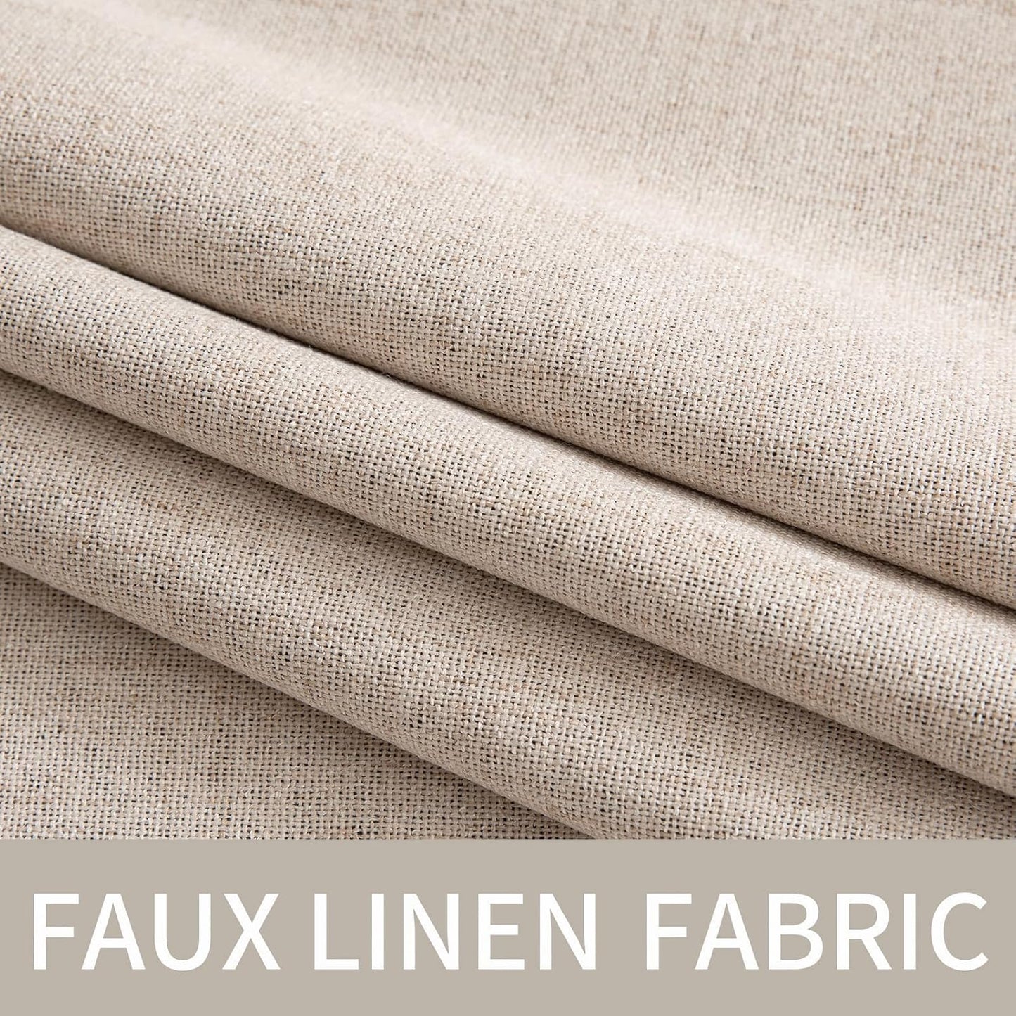MIULEE 90-Inch Linen Textured Blackout Curtains - Thermal Insulated Natural Beige Drapes | 52 x 90 Inch (2 Panels)