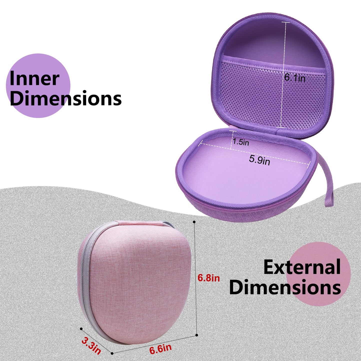 Kids Headphones Case Compatible with iClever BTH12 / HS19 / BTH26 / JoySpark-T5 / Candy Bila BH03 / EarFun/IMYB/MIDOLA MD-B01 / noot Products Foldable Kids Headphones, Purple+Green Edge (Case Only)