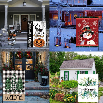 Seasonal Garden Flags by [Brand Name] - Set of 12 Double-Sided 12 x 18 Inch Yard Flags for All Seasons