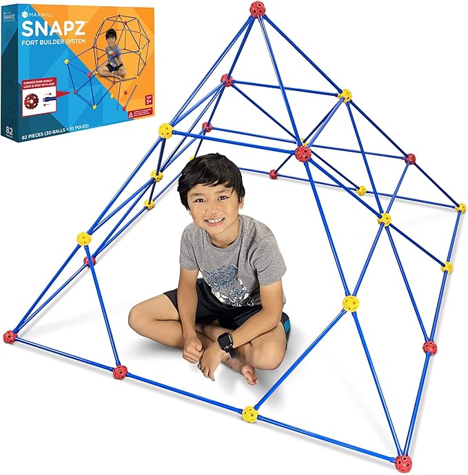 SNAPZ Ultimate Fort Builder Kit for Kids 8-12 - Sturdy Fort Building Kit for Kids 4-8 - Make &amp Build Ball &amp Stick Fort Set - Indoor STEM Tent Fort Making Toy