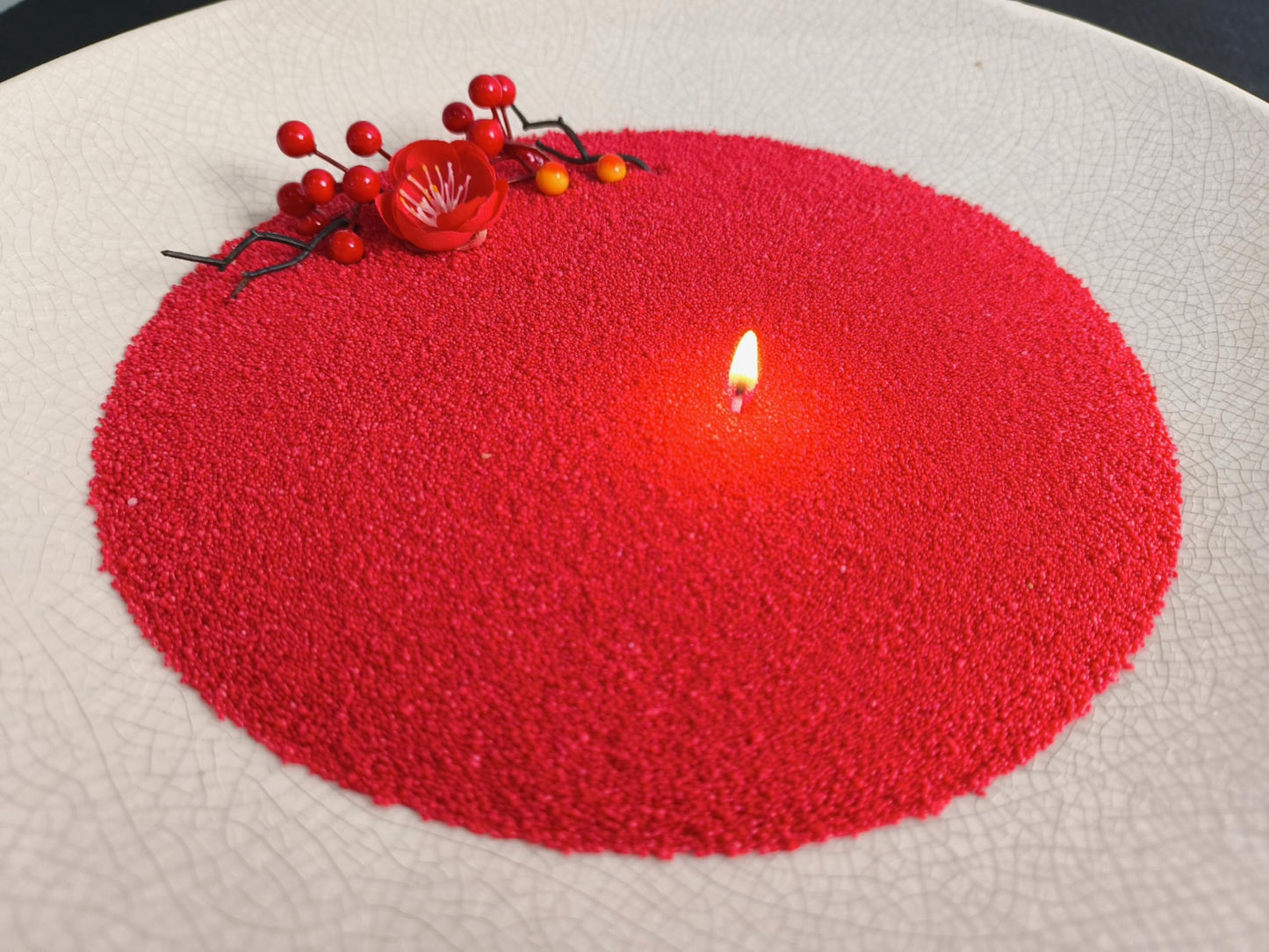 DRMAISON Pearled Candle Wax Sand DIY Kit - 17.6 oz, Bright Red, Non-Toxic&Smoke-Free, Refillable with 30 Wicks, Long-Lasting Flame, Highly Customizable for Wedding, Party&Holiday Decor
