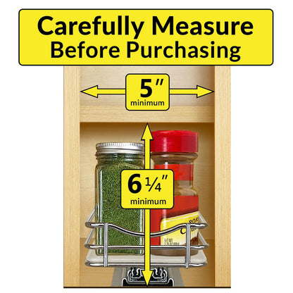 LYNK PROFESSIONAL® Pull Out Spice Rack Organizer for Inside Kitchen Cabinets - 4-1/4 inch Wide - Slide Out Drawer – Chrome Sliding Spice Cabinet Organization Shelf Racks - 2 Tier