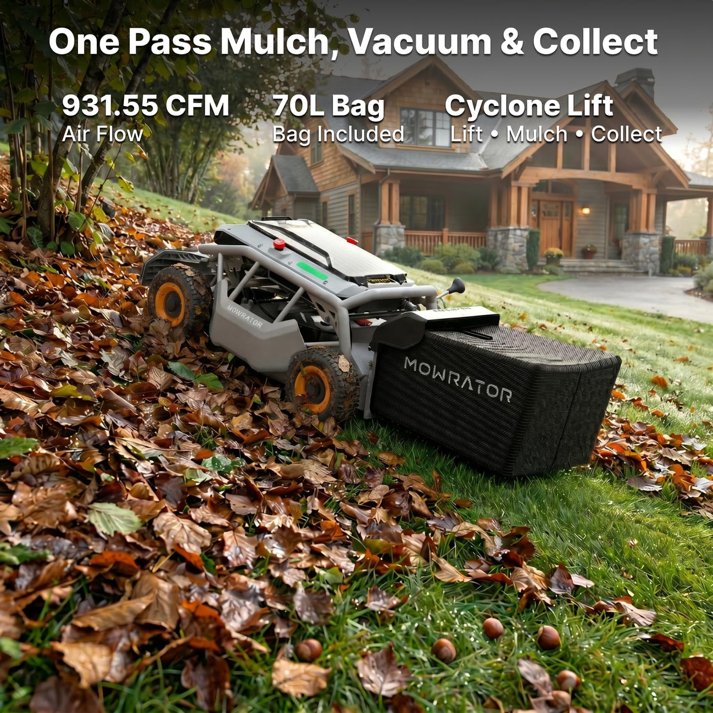 Mowrator S1 4WD 12Ah Remote Control Lawn Mower, All-Season Yard Care, 75% (37°) Slope Climbing, 21" Cutting Width, 1.5–4.3" Adjustable Cutting Height, Up to 0.75 Acres