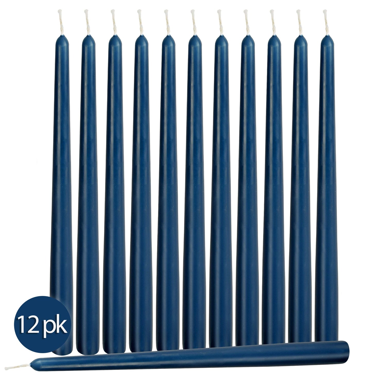 Hyoola 12 Pack Tall Taper Candles - 10 Inch Midnight Blue Dripless, Unscented Dinner Candle - Paraffin Wax with Cotton Wicks - 8 Hour Burn Time