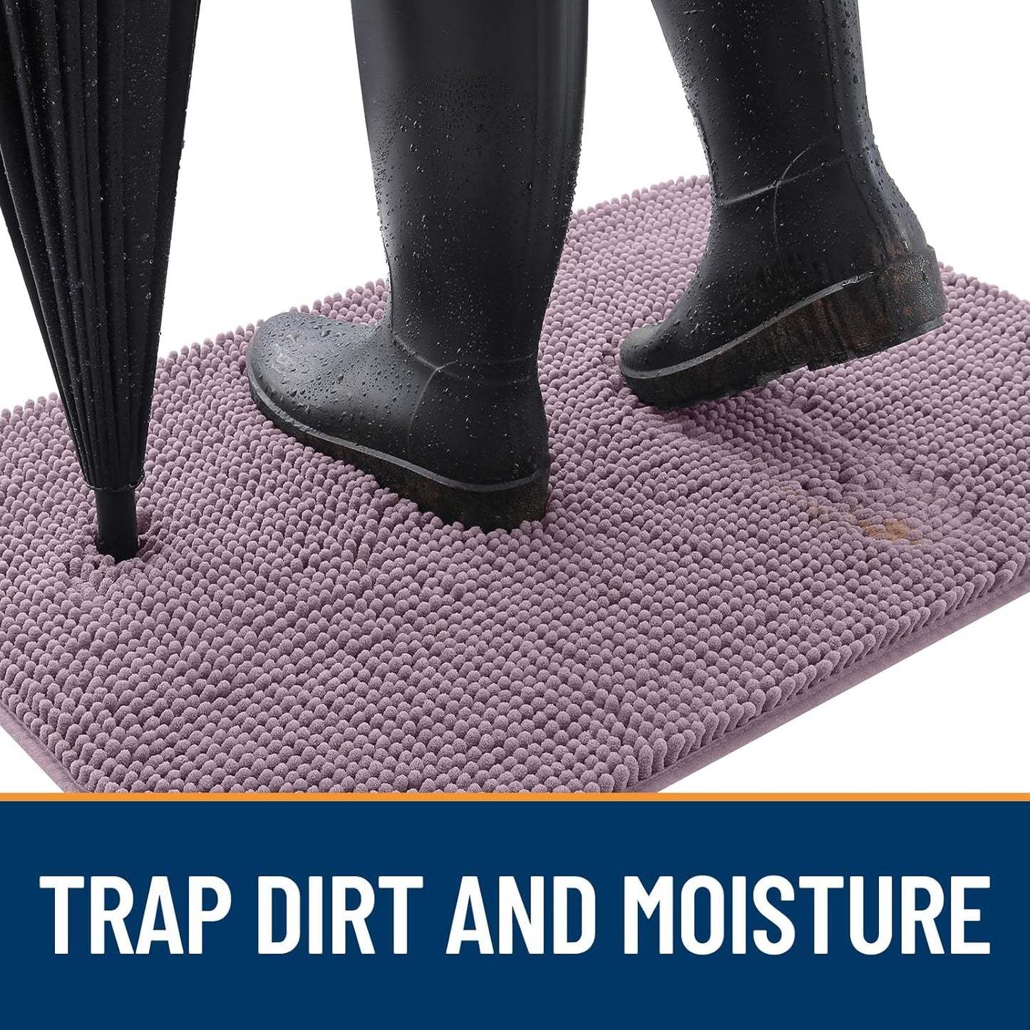 OLANLY Dog Door Mat - Absorbent Non-Slip Chenille Mat for Muddy Paws | 44x32 Deep Plum Color