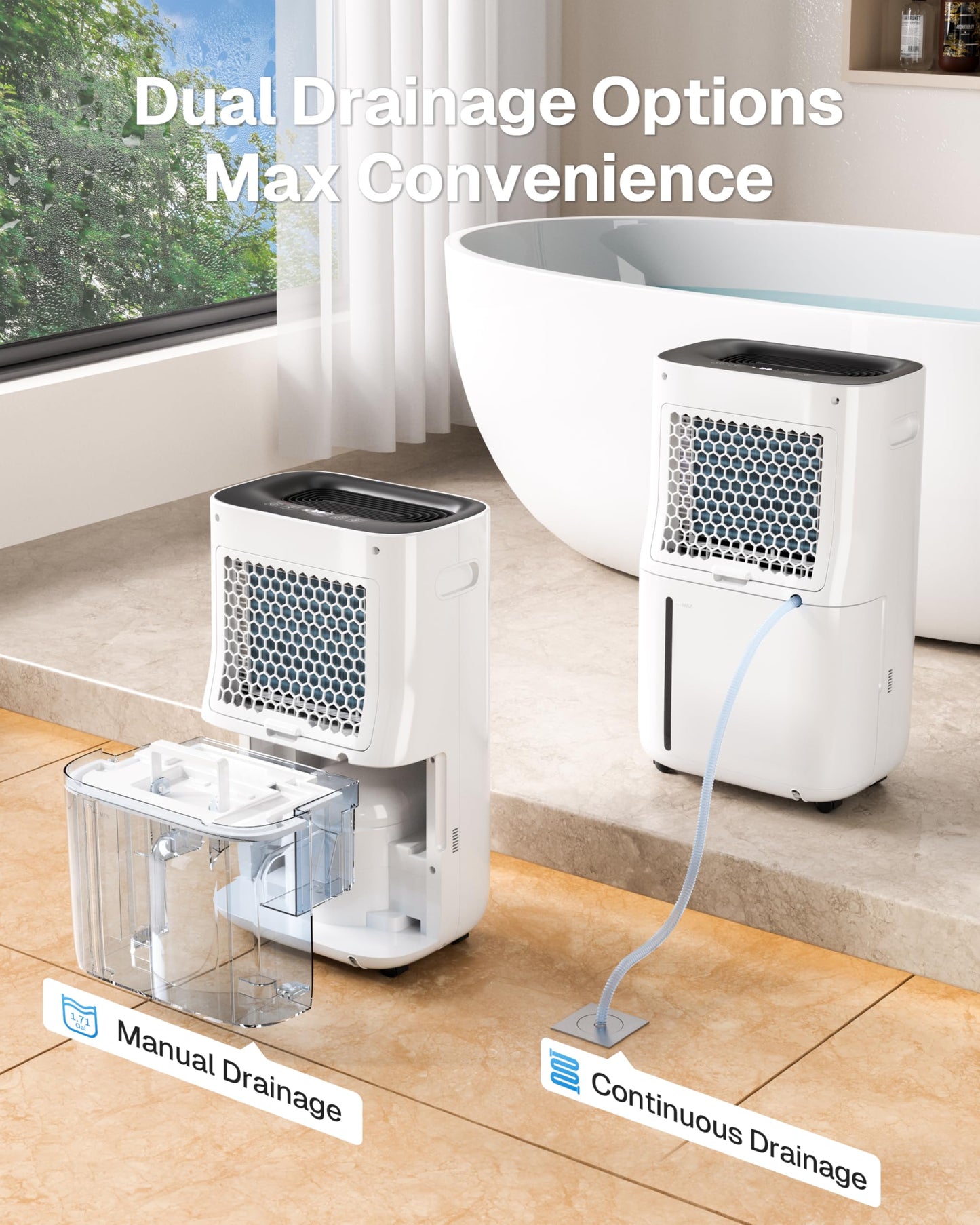 4500 Sq.Ft Dehumidifier for Basement and Large Rooms Max 80 Pint/Day Dehumidifiers with Drain Hose Smart Humidity Control 1.71Gallon Water Tank 24h Timer for Home, Bedroom, RV, Bathroom,