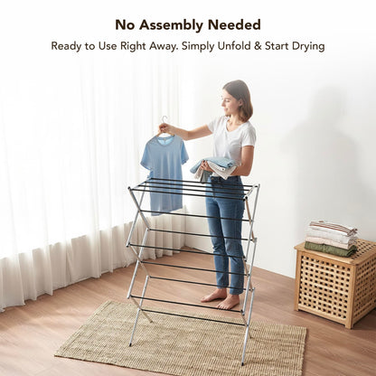Displays By Jack Portable Collapsible Clothing Dryer Rack, Foldable Drying Rack for Clothes, Lingerie, Towels, Linens, Laundry Home Apartment Must Haves, Metal Chrome Finish