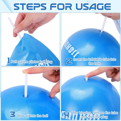 Pilates Ball, 9 Inch Small Exercise Mini Soft Workout Yoga Ball with Exercise Guide, for Home Gym Yoga, Pilates, Core Training, Workout, Balance, Stability
