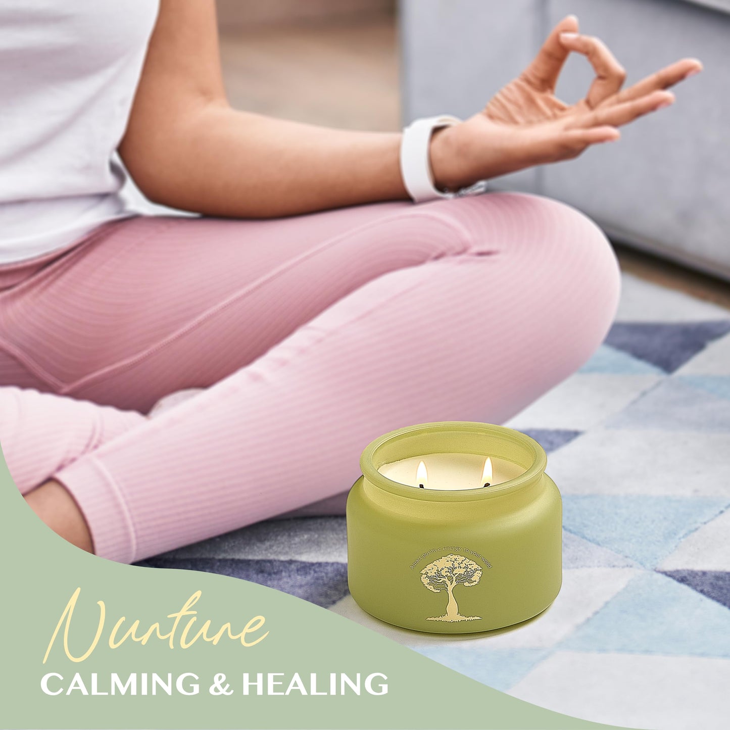 Healing | 2-Wick Scented Candles for Home | Natural Non Toxic Soy Candles with Essential Oils | Eucalyptus & Peppermint | 50 Hour Long Burning | Aromatherapy Candle Jar with Lid - 9.5 oz