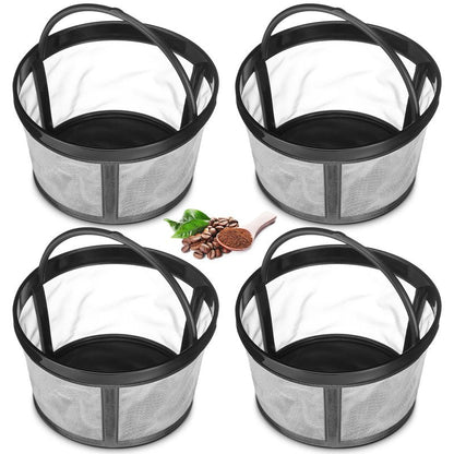 Maxdot 4 Packs Reusable Coffee Filters 4-5 Cup Replacement Mesh with Handle 2.8 x 3.1 x 2 Reusable Filter Basket Compatible with Mr. Coffee Most Coffeemakers Brewers Universa(Nylon,White)