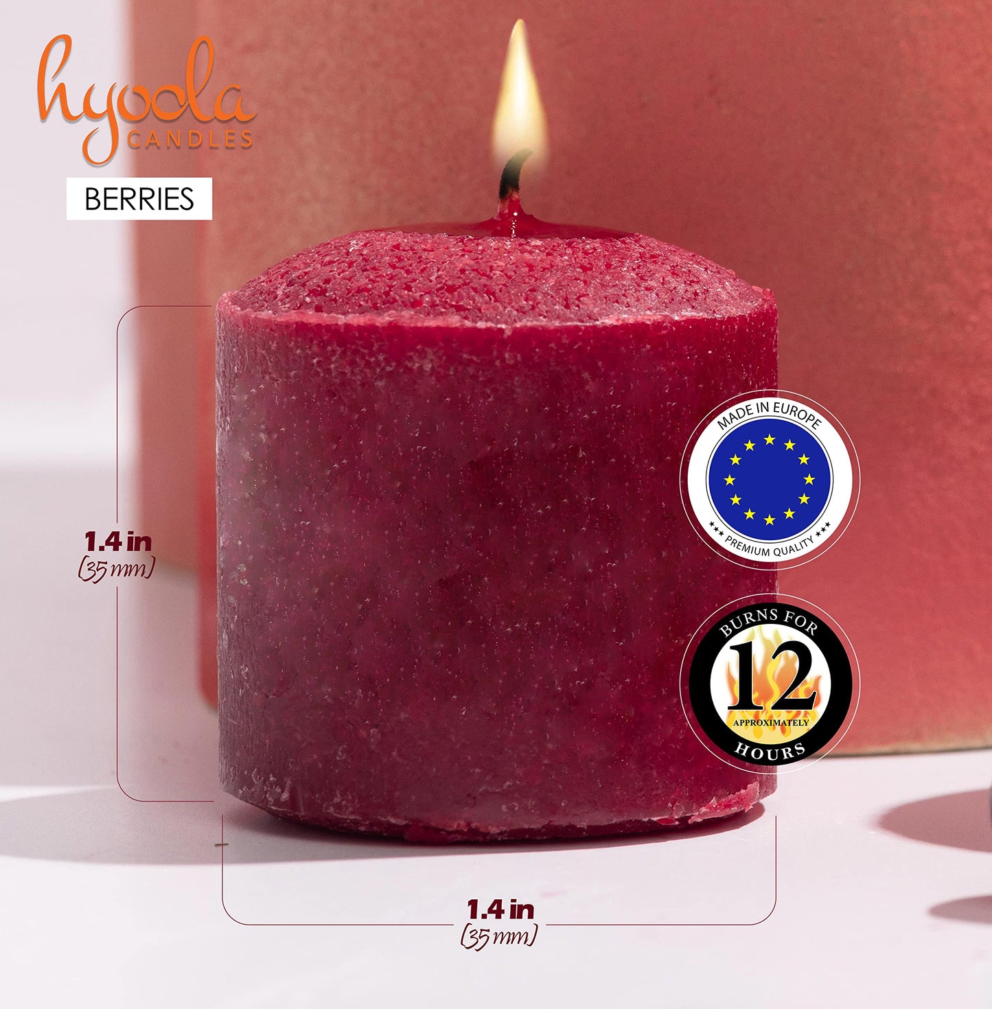 HYOOLA Scented Votive Candles - Berries Votive Candles -12 Hour Burn Time - 9 Pack - European Made