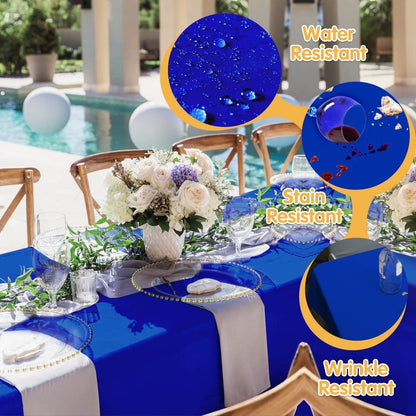 BRILLMAX 6 Pack Royal Blue Tablecloths 90 x 156 Inch for 8ft Rectangle Tables - 150 GSM Polyester Fabric, Floor Length Drop, Water, Stain & Wrinkle Resistant Cloth Cover for Wedding Reception Banquet