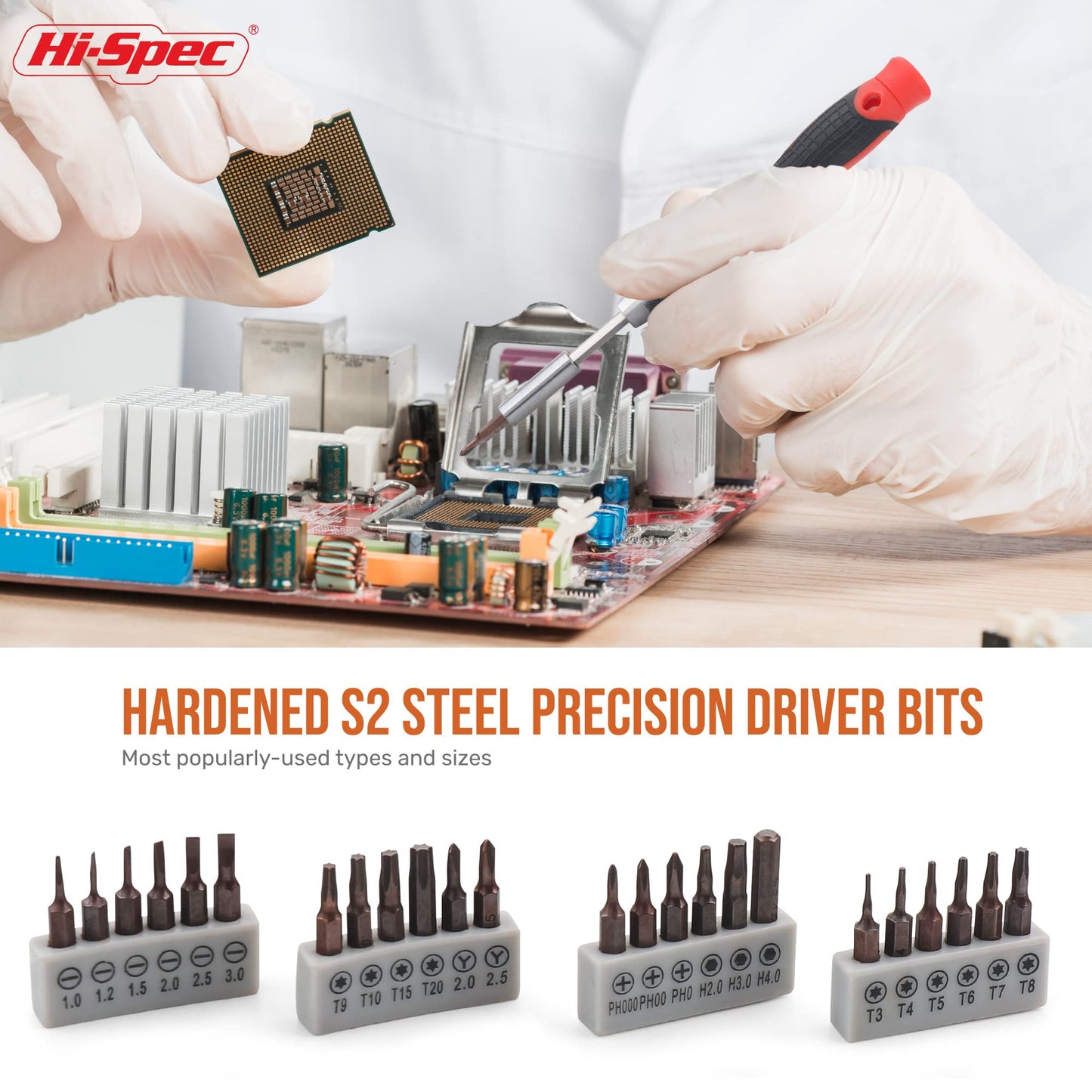 Hi-Spec 56pc Electronics Repair & Opening Tool Kit Set for Laptops, Devices, Computers, PC Building & Gaming Accessories. Precision Small Screwdrivers with Pry Tools