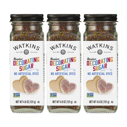 Watkins Rainbow Decorating Sugar, Non-GMO, 4.6 Ounce, Pack of 3